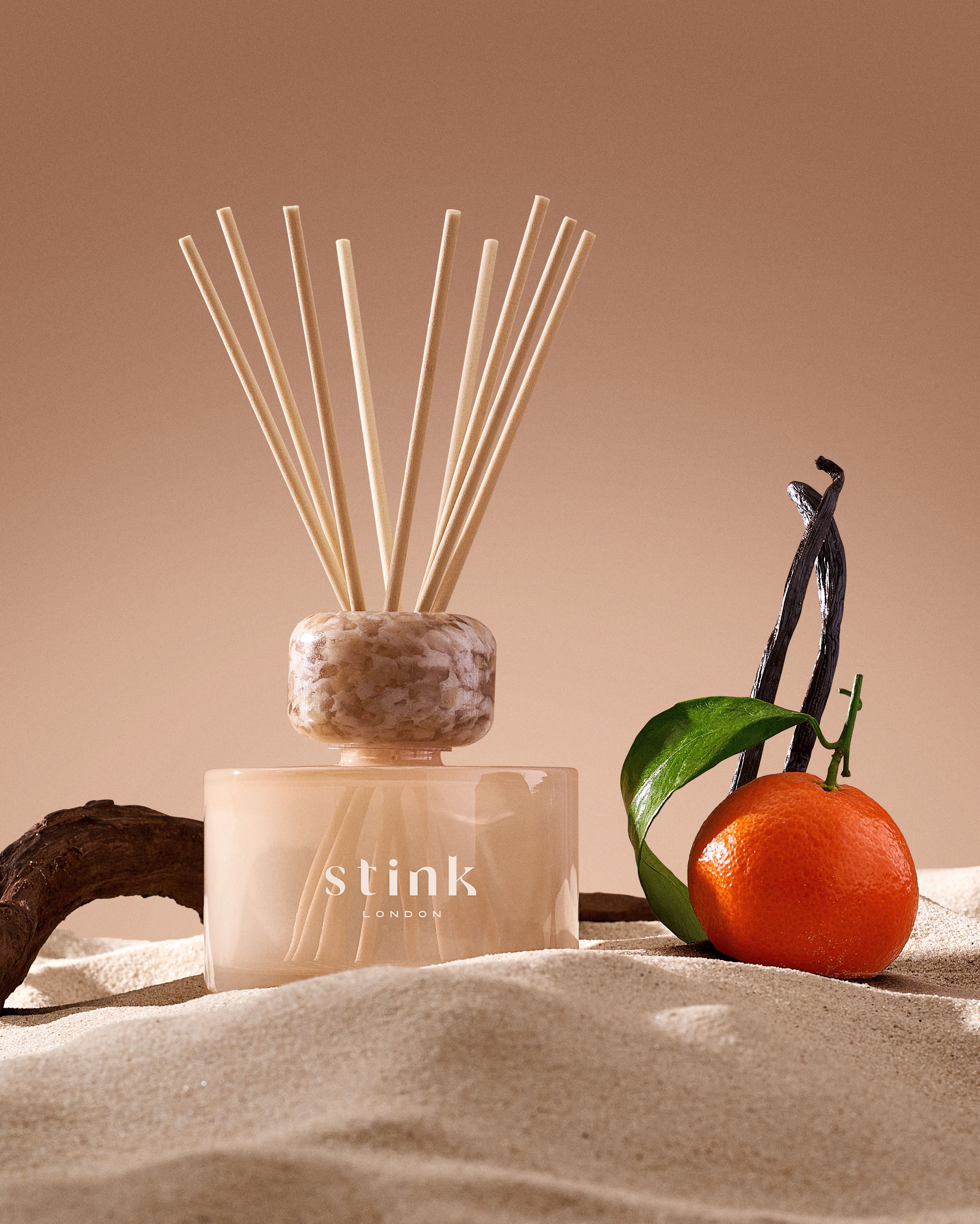 Stink London reed diffusers - mothers day perfect gift home fragrance subscription refill pouches, refillable bottles rattan reeds. sustainable scent tonka room with a view